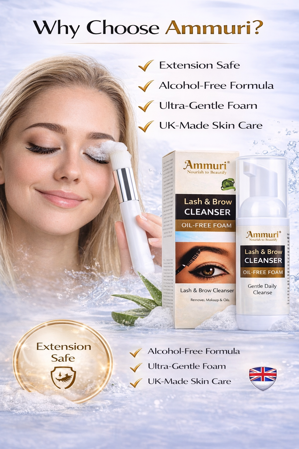Ammuri Lash & Brow Cleansing Kit: Eyelash Extension Shampoo Kit-4